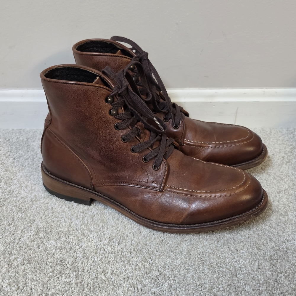 Freebird Benning Boots Mens 10 Brown Leather Lace Up Moc Toe Ankle Rugged